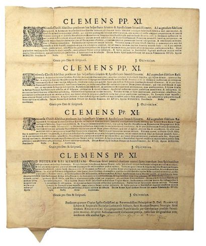 null 1712. 4 BULLES du PAPE CLÉMENT XI (J. Fr. Albini; 1649-1721) - «CLEMENS PP....
