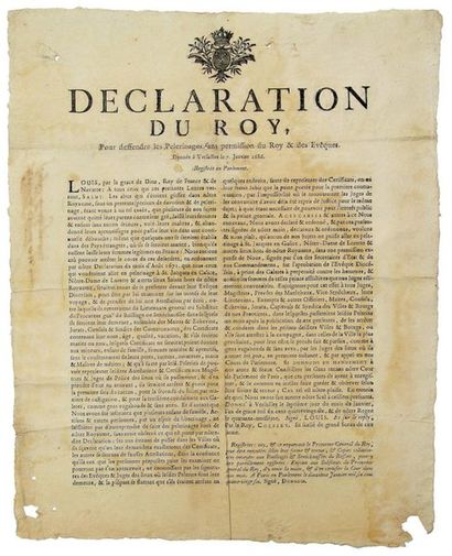 null PARIS. 1686. PÉLERINAGES. «Déclaration du Roy, pour défendre les Pèlerinages...