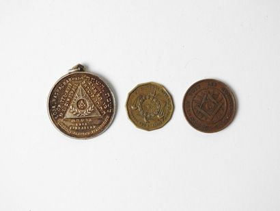 Médaille (rare loge israélienne) et deux...