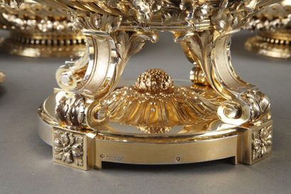 Boin Taburet, fin du XIX° siècle 
Set of 925/000 silver/golden table decorations...
