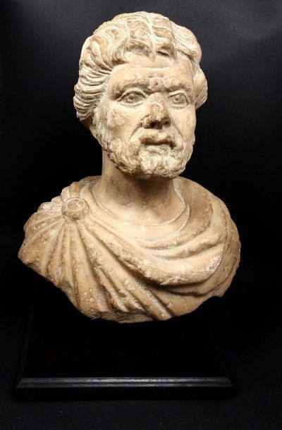 null Probably bust of a Roman emperor.
Marble
In the Roman tradition of the first...