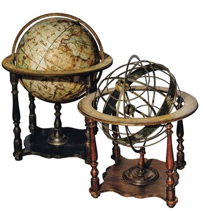 Armillary sphere in iron, brass and paper...