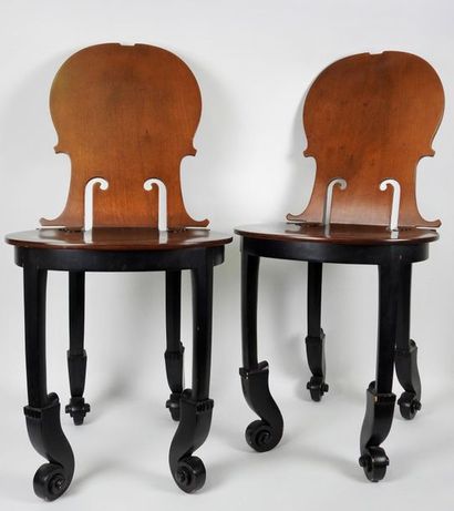 Arman (1928 - 2005), Armand Fernandez dit 
Set of six beech and sycamore
violin chairs...