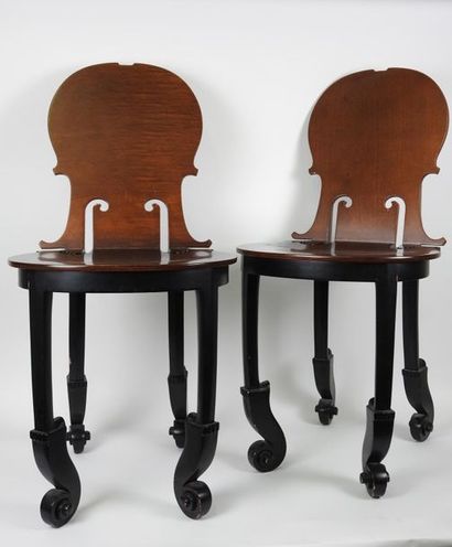 Arman (1928 - 2005), Armand Fernandez dit 
Set of six beech and sycamore
violin chairs...