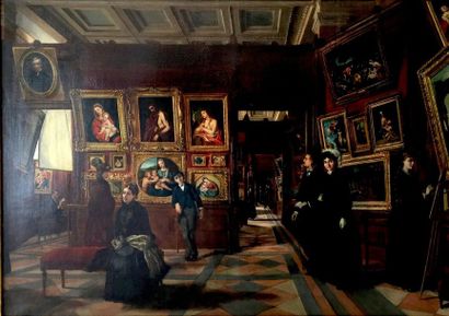 Jean Bail ( 1830-1918) 
La visite au Musée
Huile sur toile signée
85 x 120 cm
