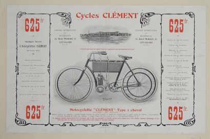 null Auto, moto. Affiche lithographiée. Cycles Clément. Autocyclettes et motocyclettes...