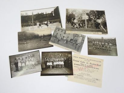 null Basket masculin. a) trois photos d'équipes des années 20-30, le Métro à Roland,...