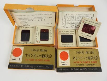null Tokyo 1964, quatre boîtes (griffées) de diapositives officielles. Boîte 1 :...
