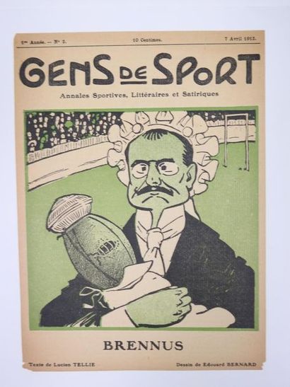 null Brennus. Superbe Une couleur de la rare revue "Gens de Sport" du 7 avril 1912,...