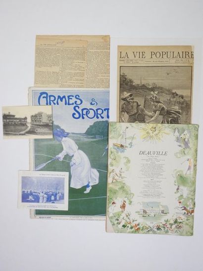 null Tennis balnéaire. Cinq pièces :a) Numéro d'"Armes et Sports", du 18/2/1904,...
