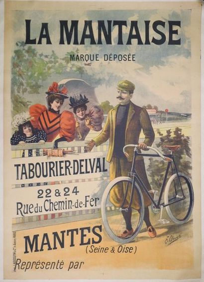 null Affiche originale. Cycles La Mantaise, 24 rue du Chemin fer. Constructeurs Tabourcier...