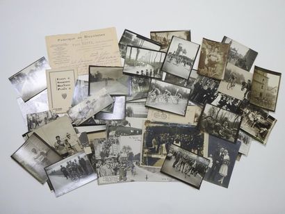null Bretagne. 48 pièces :a) Deux photos originales de 1921, peloton avant Brest,...