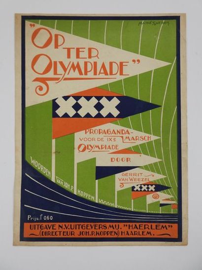 null JO Amsterdam 1928. La marche Olympique. Grand format couleur superbement illustré...