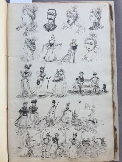 null DESSINS: Cahiers de dessins par Sara Thérèse d'AURIGNAC (1881-1974) de Villers...