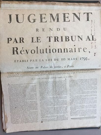 null REVOLUTION Française: Jugements rendus par le Tribunal Révolutionnaire de Paris...