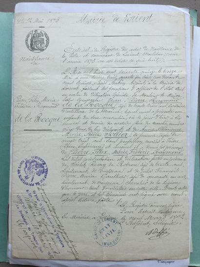 null LA ROQUE SEVERAC: Folder containing numerous genealogical documents and various...