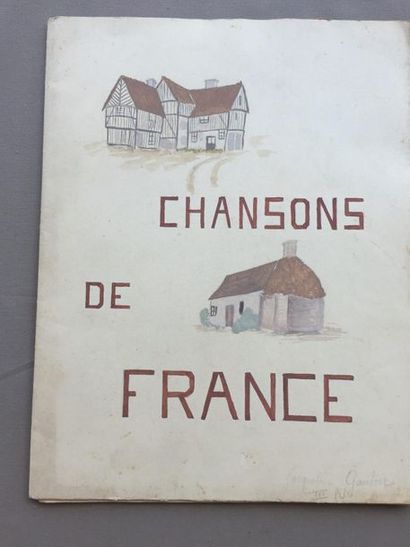 null MANUSCRIT: Chansons de France. Un volume en feuille sous couverture illustrée...