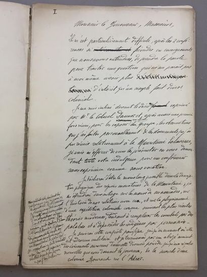 null MAURITANIE - Brouillon original personnel du texte de la conférence donnée par...