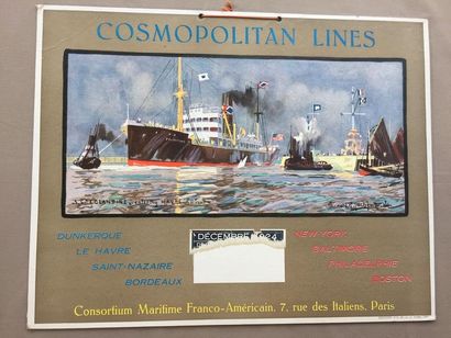 null MARINE: Réunion de deux grands cartons publicitaires "Consortium Maritime Franco-Américain"...