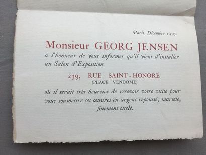 null Georg JENSEN: Carton d'invitation imprimé par Léon Pichon sur papier vergé:...