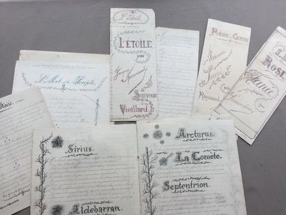 null CALLIGRAPHIE - Ensemble d'essais d'écriture et de calligraphie vers 1915 - 1920:...