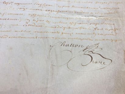 null Marque Postale de la Généralité de Paris six sols sur un document de 1675 manuscrit...