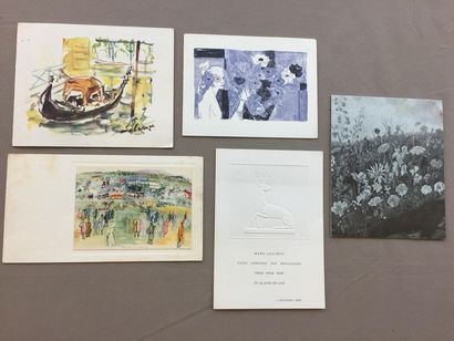 null CARTES de VŒUX ou d'expositions : Lot de 5 cartes dont une de Marc Lalique,...