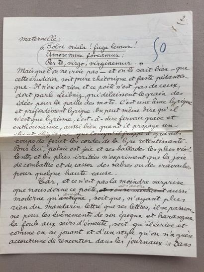 null Tristan DEREME: Autograph manuscripts of two texts published in "les Ecrivains...