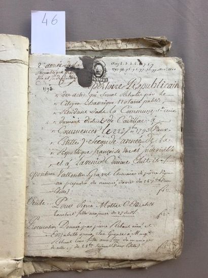 null GIRONDE - Revolution. MANUSCRIPT: Républicain Répertoire des actes qui seront...