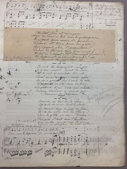 null MUSIQUE - Amélie PERRONNET: Partition manuscrite de "Dansons la Capucine", paroles...