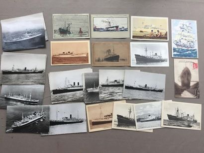 null MARINE - BATEAUX: Lot de 30 cartes postales: photographies de bateaux, et qq...