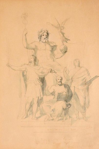 null Ecole FRANCAISE, 1892
Study of four antique statues
Black pencil, grey wash...