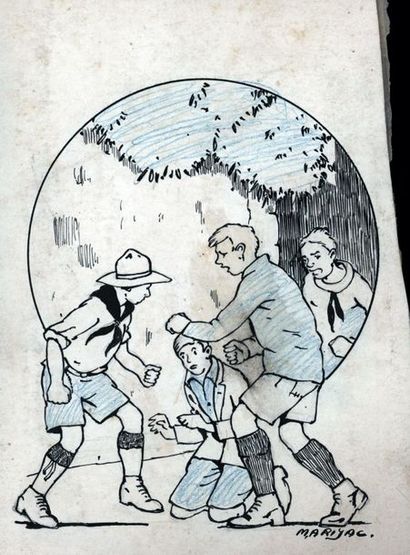 null MARIJAC

Illustration représentant un scout se battant publiée dans Coeurs Vaillants

Encre...