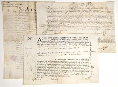 null - PARIS. CORPORATIONS. 3 BREVETS D'APPRENTISSAGE (1743/1751): Paris 1744, Brevet...