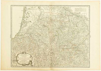 null - CARTE de 1753 de la GASCOGNE & NAVARRE: «Partie Méridionale du Gouvernement...