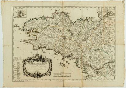 null - CARTE de 1760 de LA BRETAGNE: «Gouvernement général de Bretagne, qui comprend...
