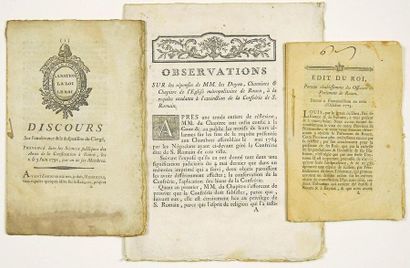 null - ROUEN (76). 3 Printed: "Observations on the answers of Messrs. les Doyen,...
