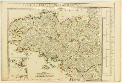 null - CARTE DE 1768: «Carte du Gouvernement de BRETAGNE, par le Sr Robert de Vaugondy,...