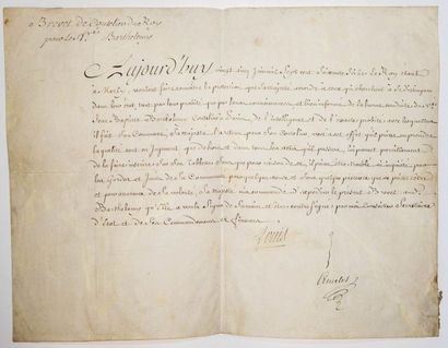 null - COUTELIER DU ROI LOUIS XVI. MARLY-LE-ROI (Yvelines) 1776. Brevet de Coutelier...