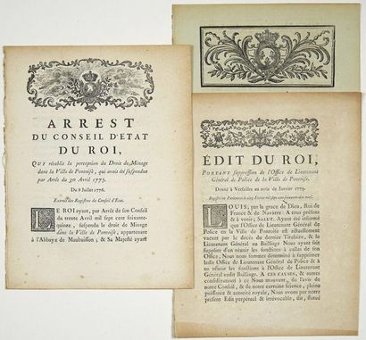 null - VAL D'OISE. PONTOISE. 3 Printed matter: "Arrest of the Council of State of...