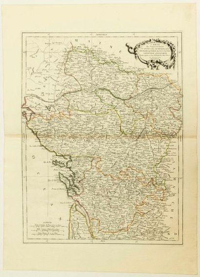 null - MAP of 1777: "Map of the Governments of ANJOU and SAUMUROIS, Touraine, Poitou,...