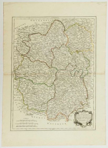 null - MAP of 1777: "Map of the Governments of BERRY, NIVERNAIS, Marche, Bourbonnais,...