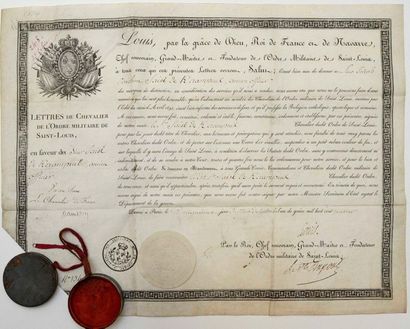 null - ORDRE DE SAINT-LOUIS. 1814. Brevet de Chevalier de l'Ordre royal et Militaire...