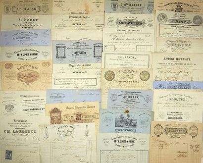 null - BORDEAUX (33) - EXCEPTIONAL COLLECTION OF 87 BORDEAUX INVOICES from 1830 to...