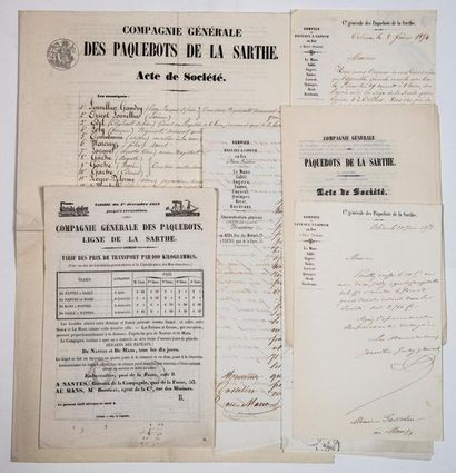 null - SARTHE. "LINER COMPANY. LINE OF THE SARTHE." File of 16 Documents addressed...