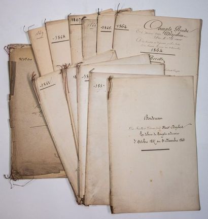 null - LANDES. PARIS. 1857. Succession DESJOBERT: 15 Cahiers de comptes de 1857 à...