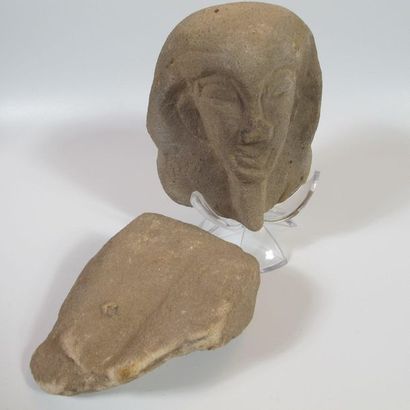 null Pharaoh's head. Sandstone. L 12cm. Old Empire style. A stoneware sharpener is...