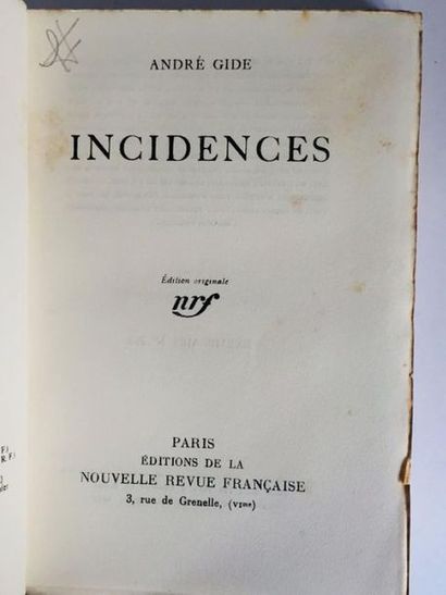 GIDE André Incidences. Edition Originale exemplaire n° 255



Édition originale numérotée...