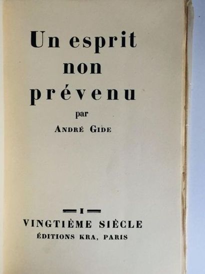 GIDE André ?Un esprit non prévenu?. Edition Originale exemplaire n° 1 385



Un des...