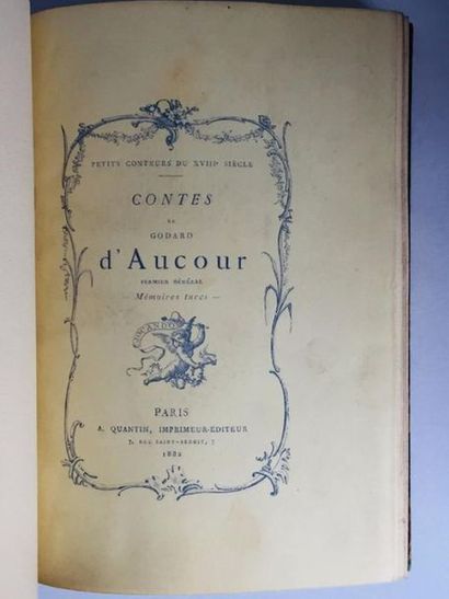 GODARD D'AUCOUR Contes de Godard d'Aucour - Mémoires turcs. Ex libris de Eug. Seuligman...